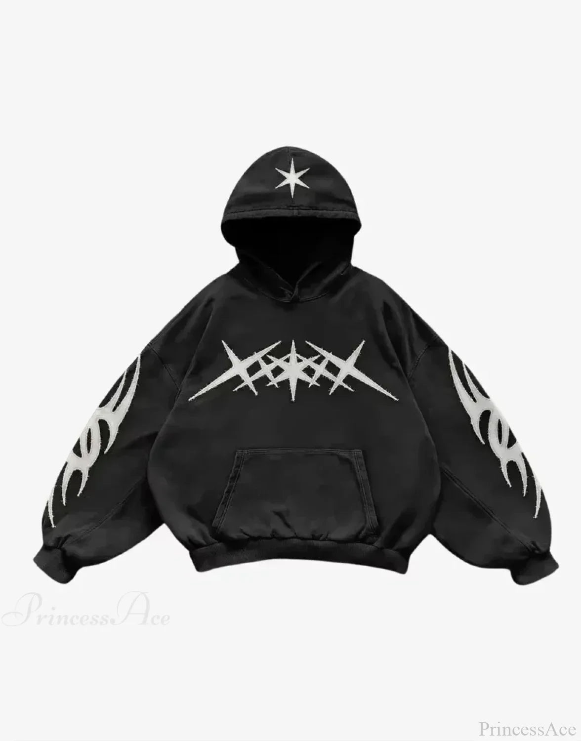 Washed Gothic Letter Zipper Hoodie