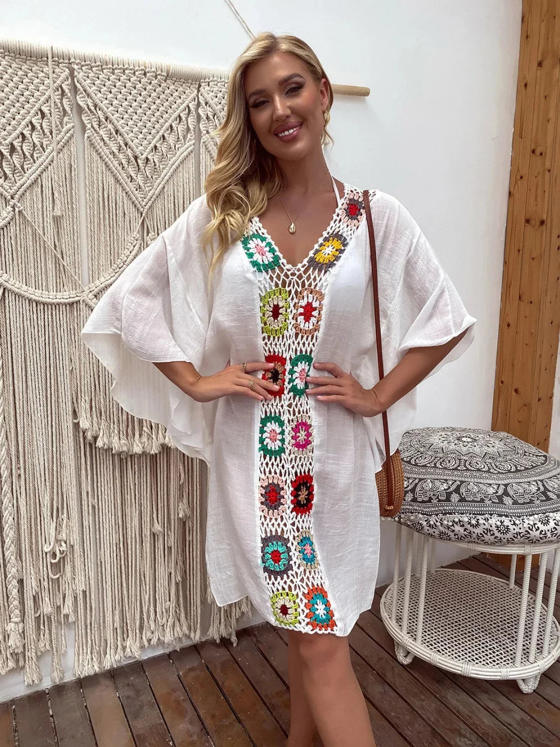 White Fringe Bikini Cover Up