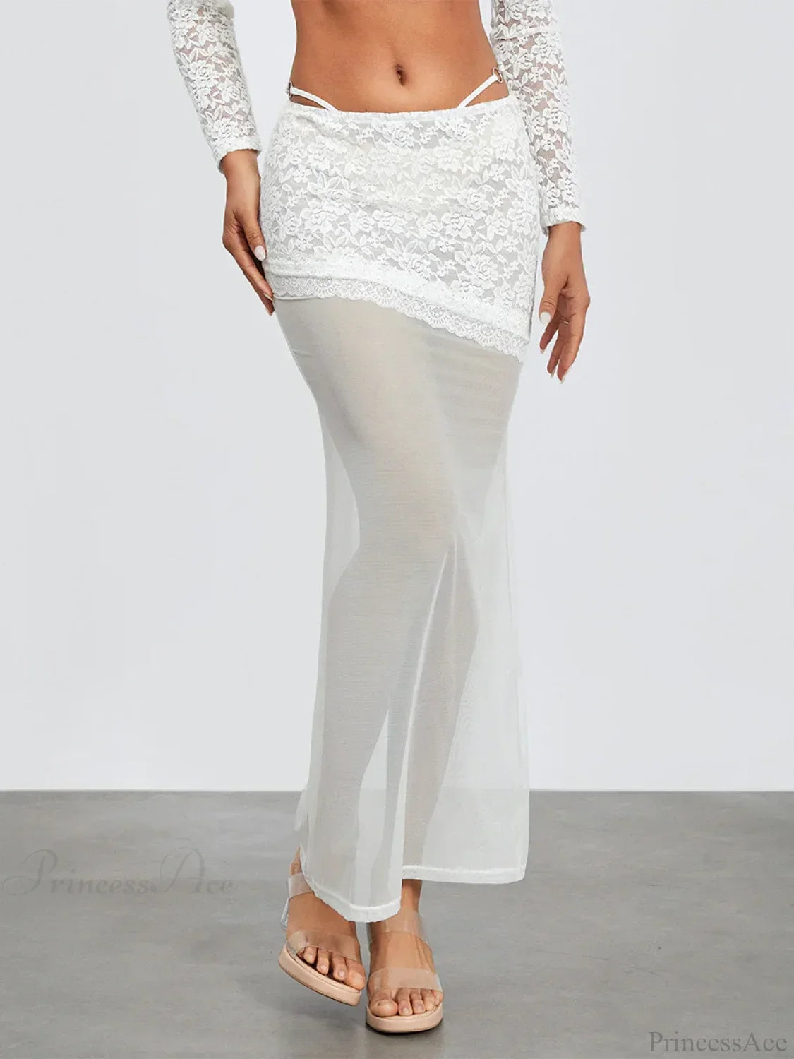 White Lace Patchwork Cropped Shrug Floral Skirt Set