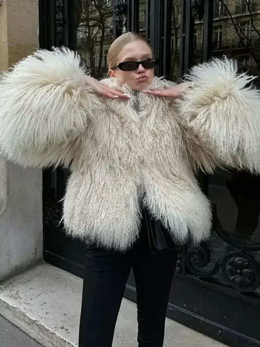 White Thicken Cropped Coat
