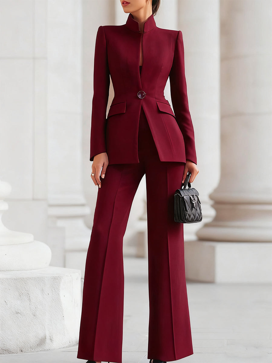Whitney | Women's Fitted Long Sleeve Blazer Suit Set