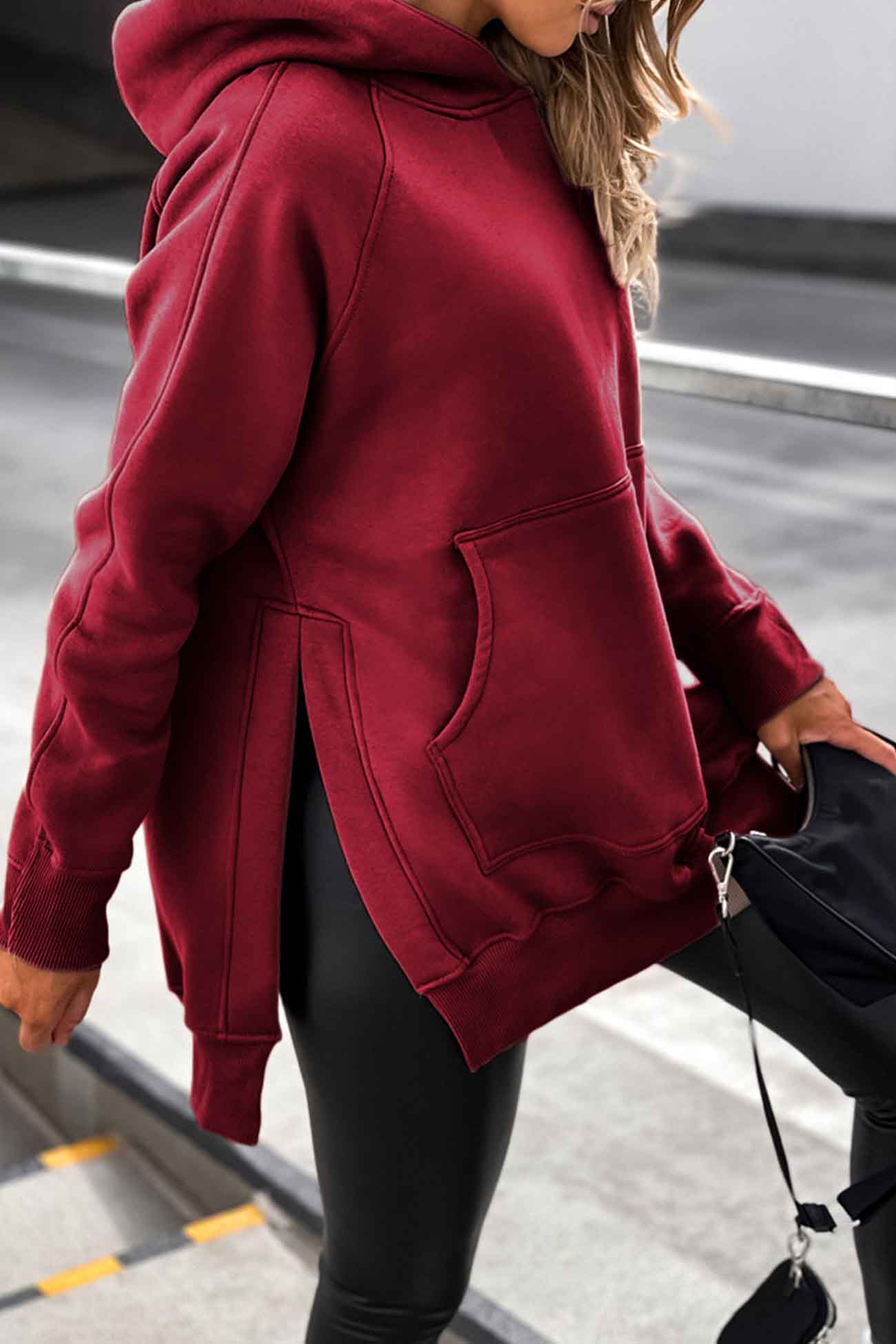 Larissa | Solid color hoodie with pocket slit