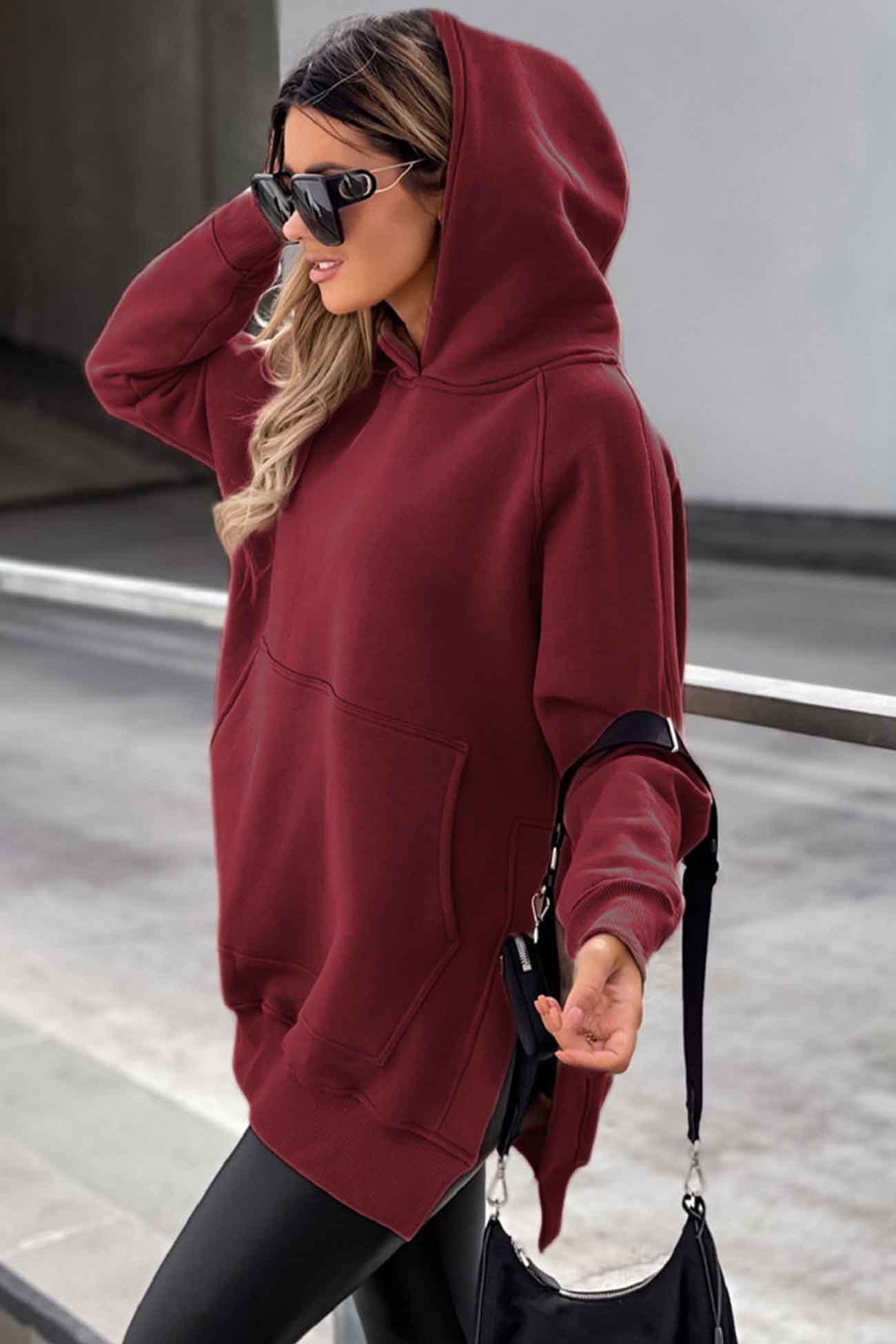 Larissa | Solid color hoodie with pocket slit