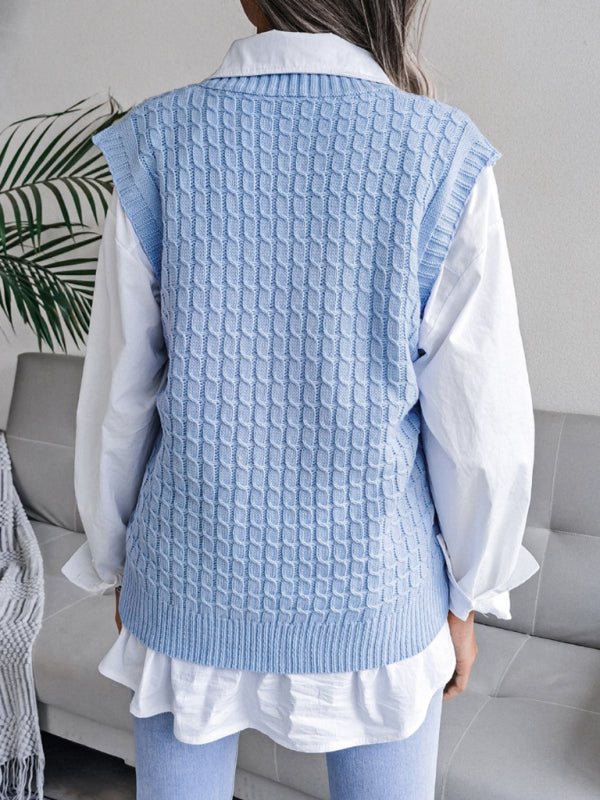 Edna® | Women'S V-Neck Fried Dough Casual Loose Knit Sweater