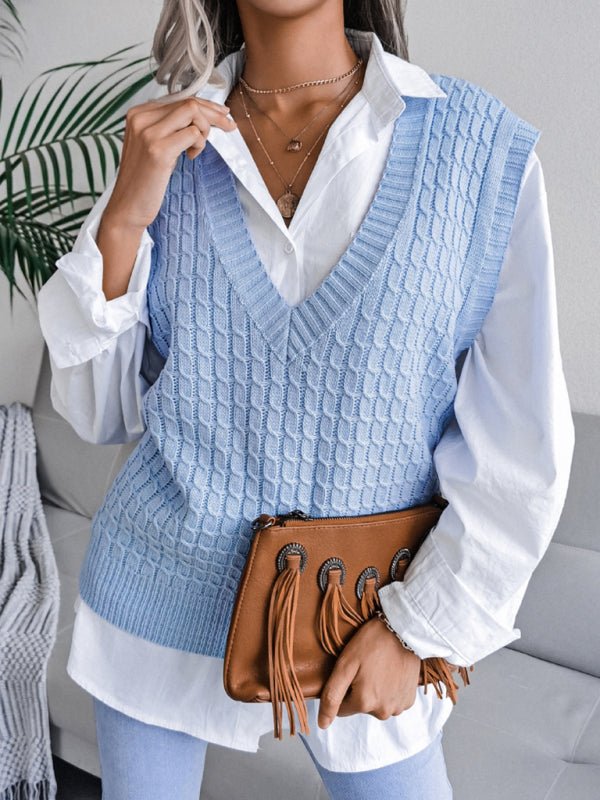 Edna® | Women'S V-Neck Fried Dough Casual Loose Knit Sweater