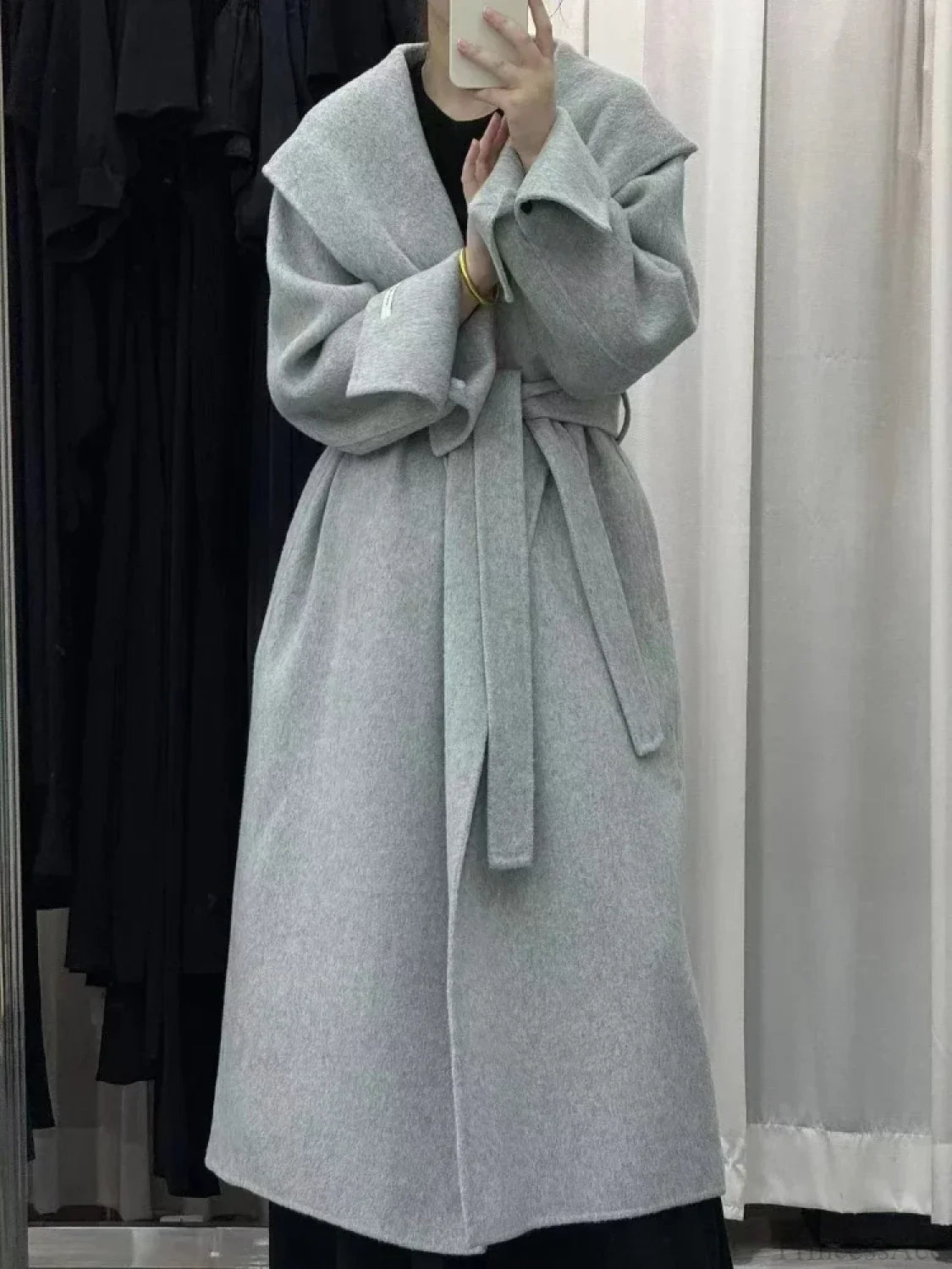 Wool Hooded Office Lady Cashmere Overcoat