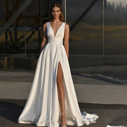 X-Neck Sleeveless Wedding Dress