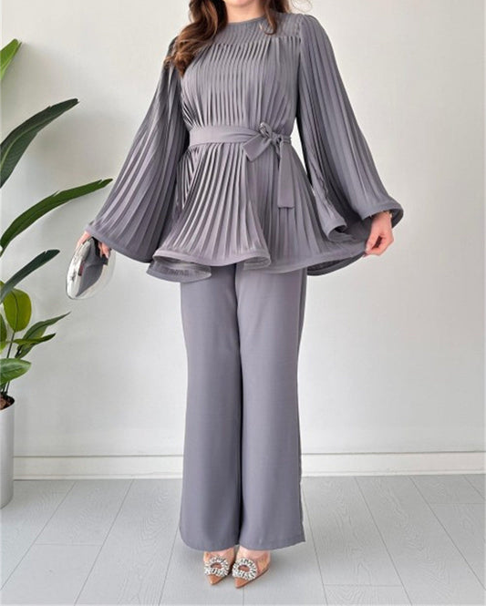 Patricia® | Elegant Loose Long-Sleeved Top And Wide-Legged Pants Set