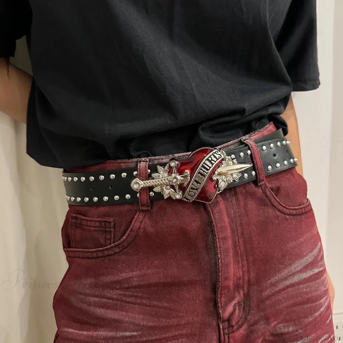 Y2K Genderless Gothic Crimson Heart Strap