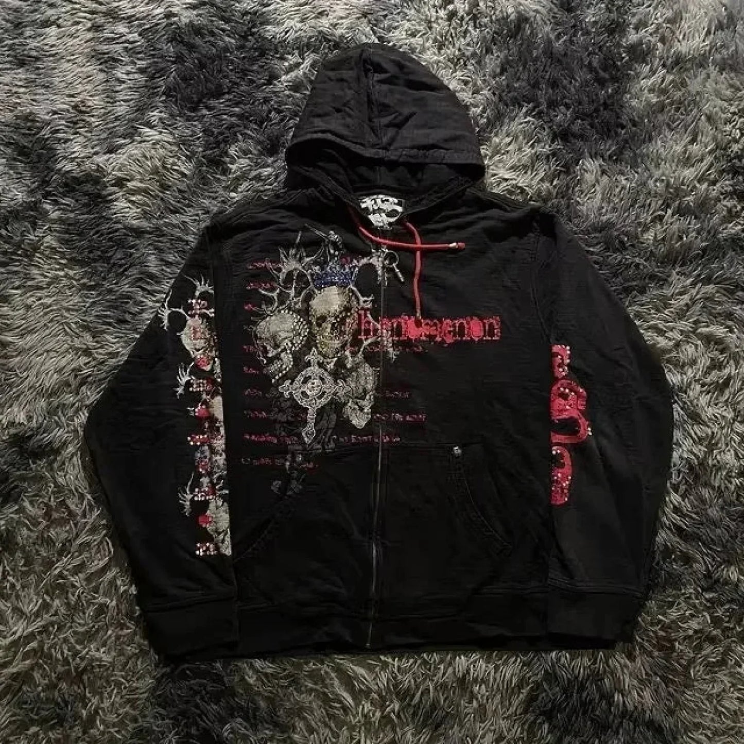 Y2K Mysterious Needlework Zipper Hoodie
