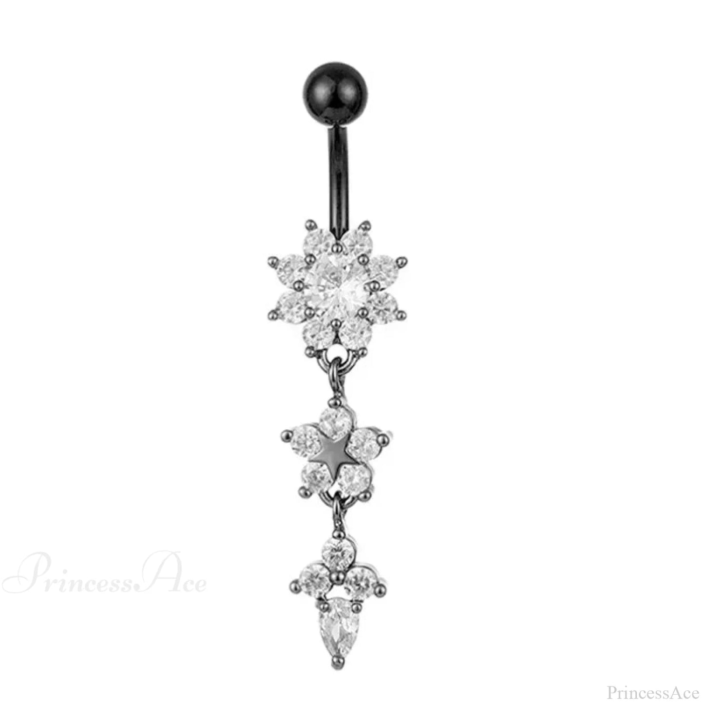 Zircon Bloom Dangle Gothic Belly Ring