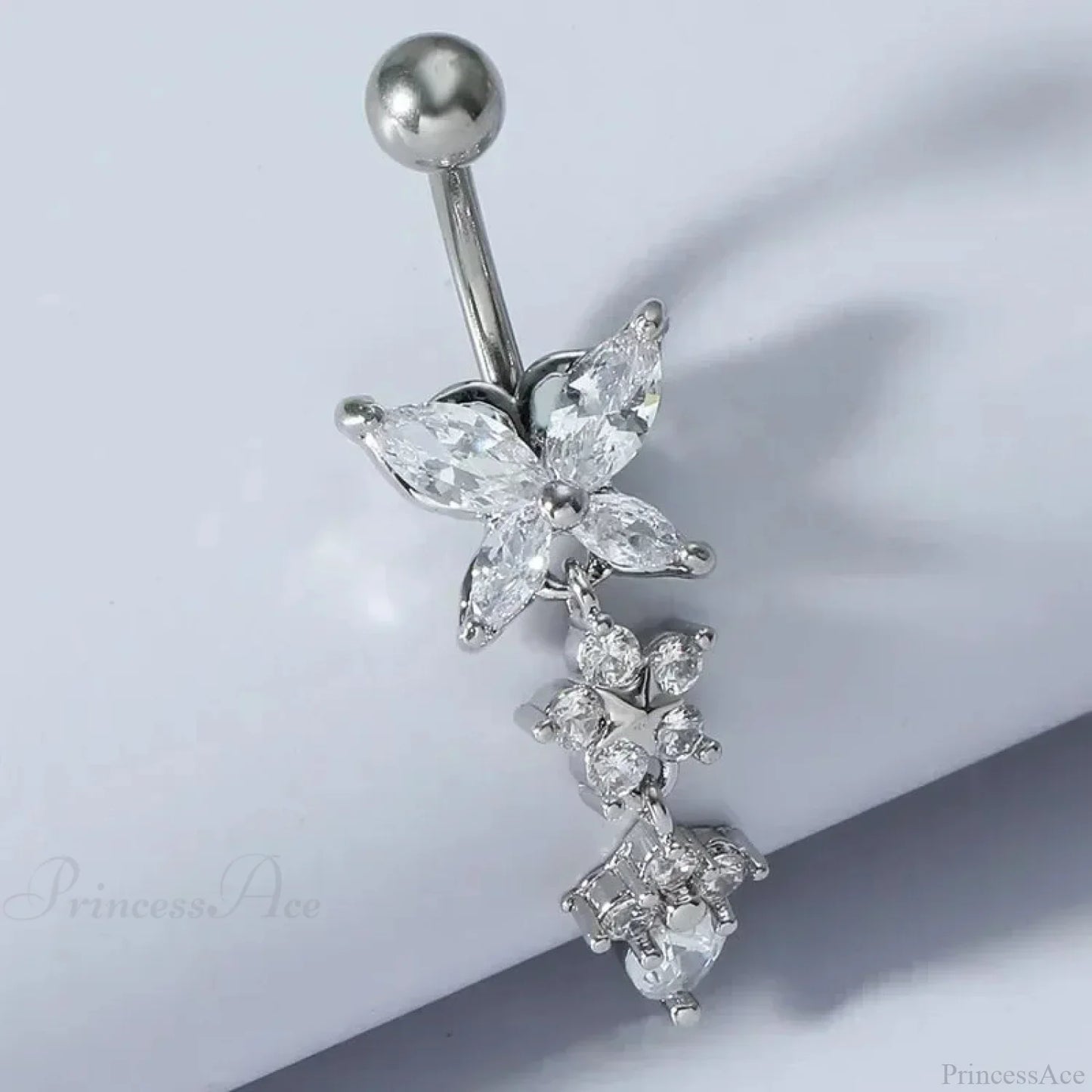 Zircon Bloom Dangle Gothic Belly Ring