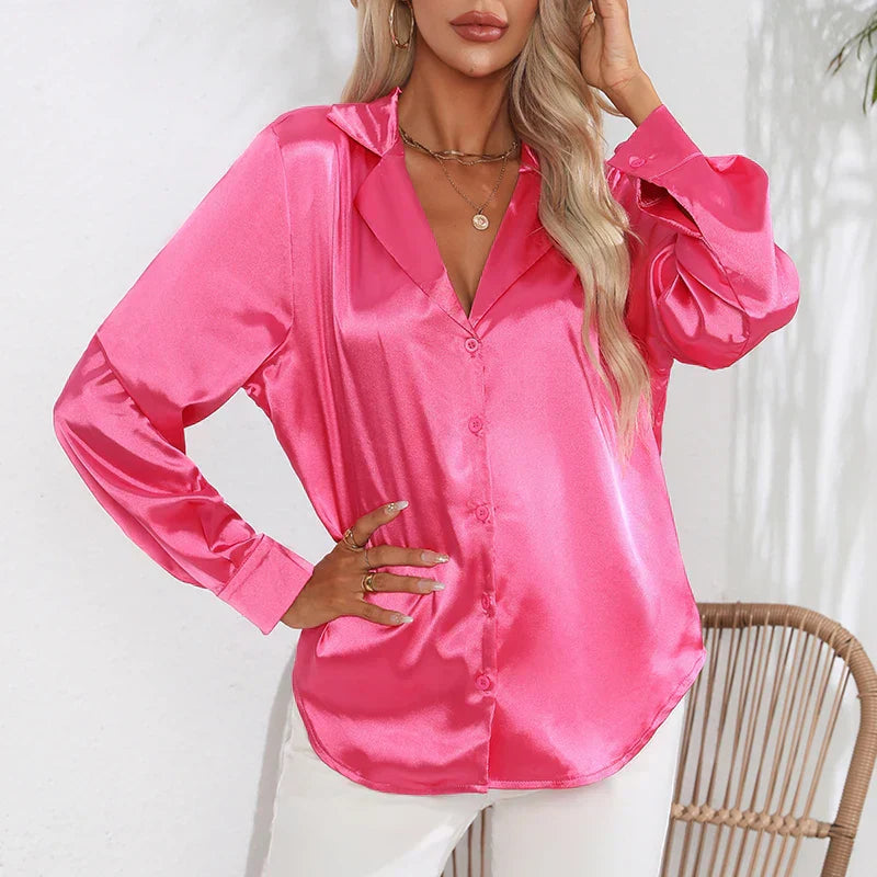 Herminia® | Chemise boutonnée in satin for women